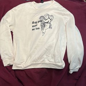 Angel baby Cupid graphic sweater tan